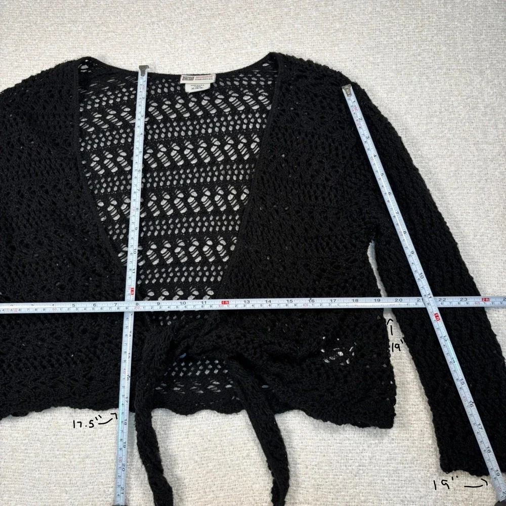 vintage 90s faded glory black open knit cardigan whimsygoth grunge fairy Y2K - Picture 5 of 6